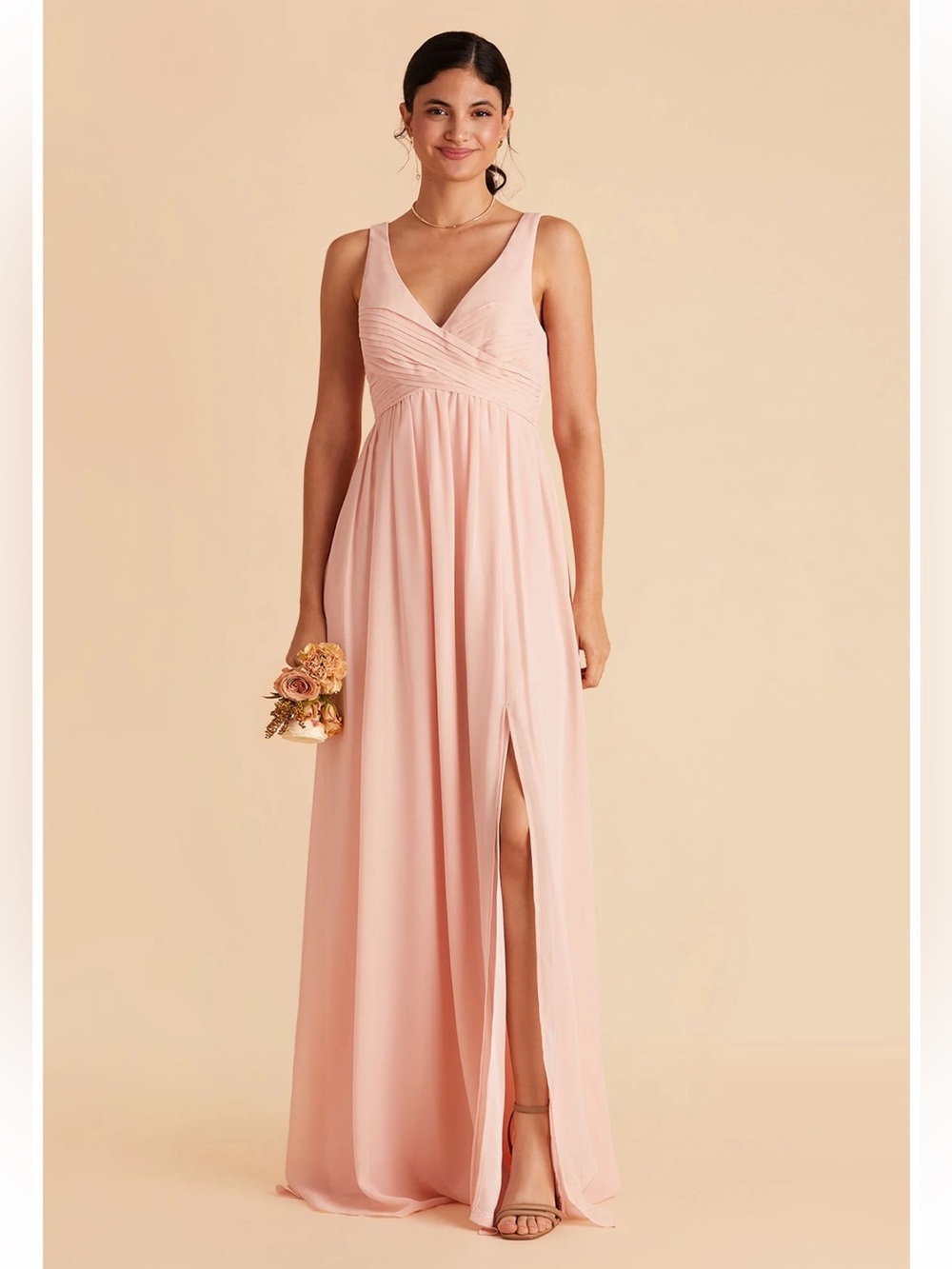 Birdy Grey Blush Pink Chiffon Laurie Maxi Dress M - Picture 6 of 10
